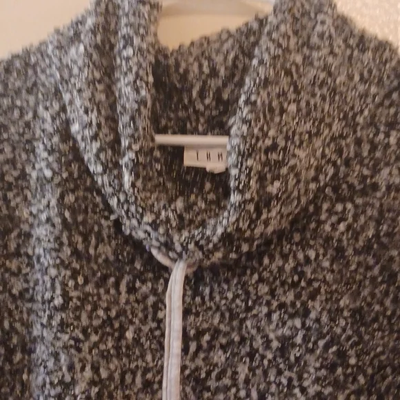 THML Gray Black Cowl Neck Drawstring Wool Blend Sweater - Picture 3 of 9